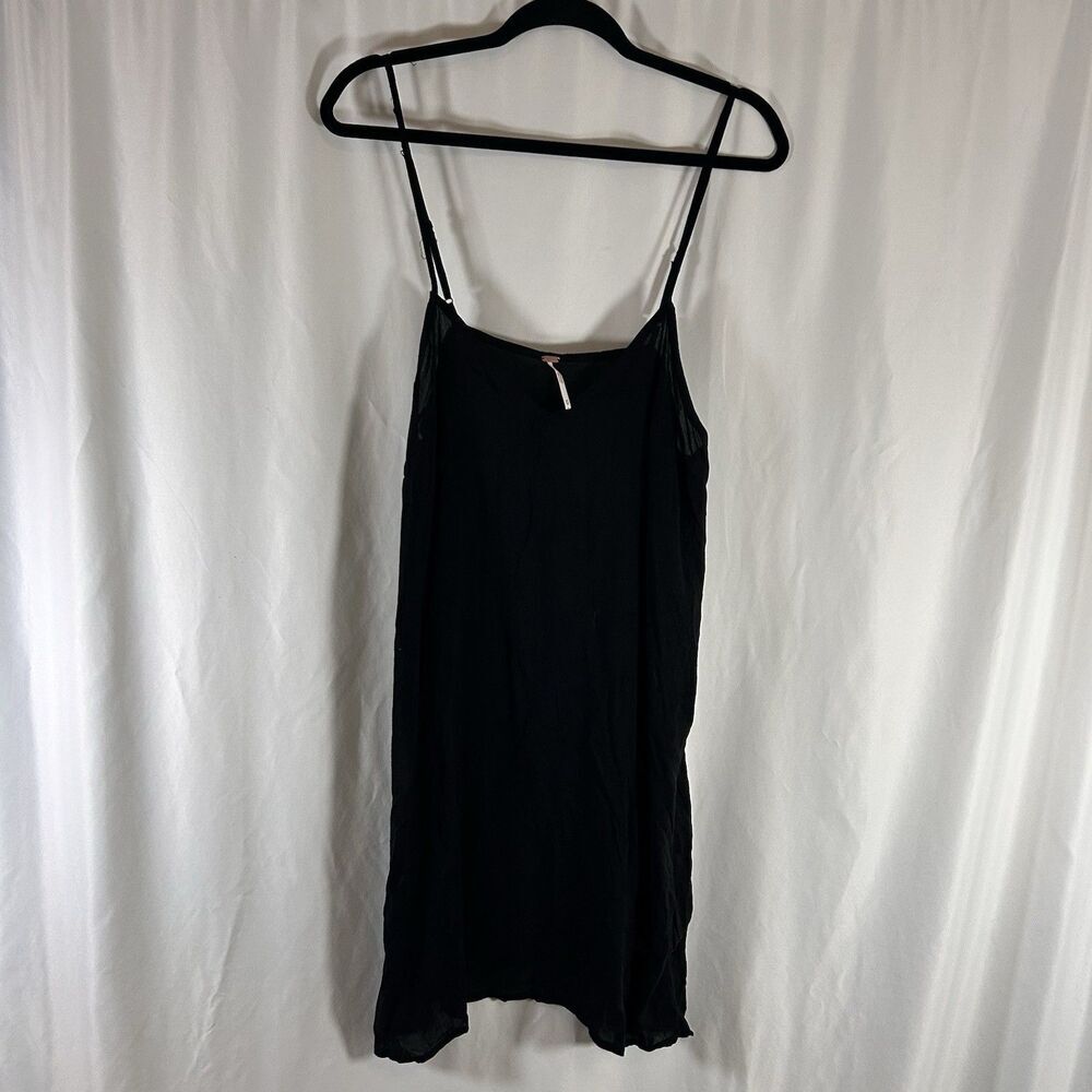 Free People Mini Dress Women's Medium Black Semi Sheer Pullover Lightweight